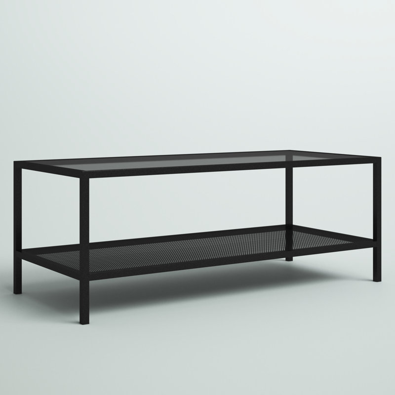 Chiang Glass Top Coffee Table, Blackened Bronze, 17" H x 45" L x 20" W