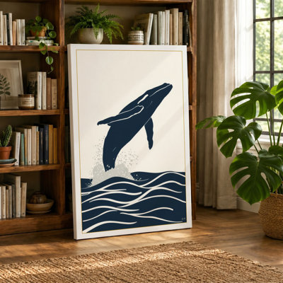 Breaching Whale Coastal - Wrapped Canvas