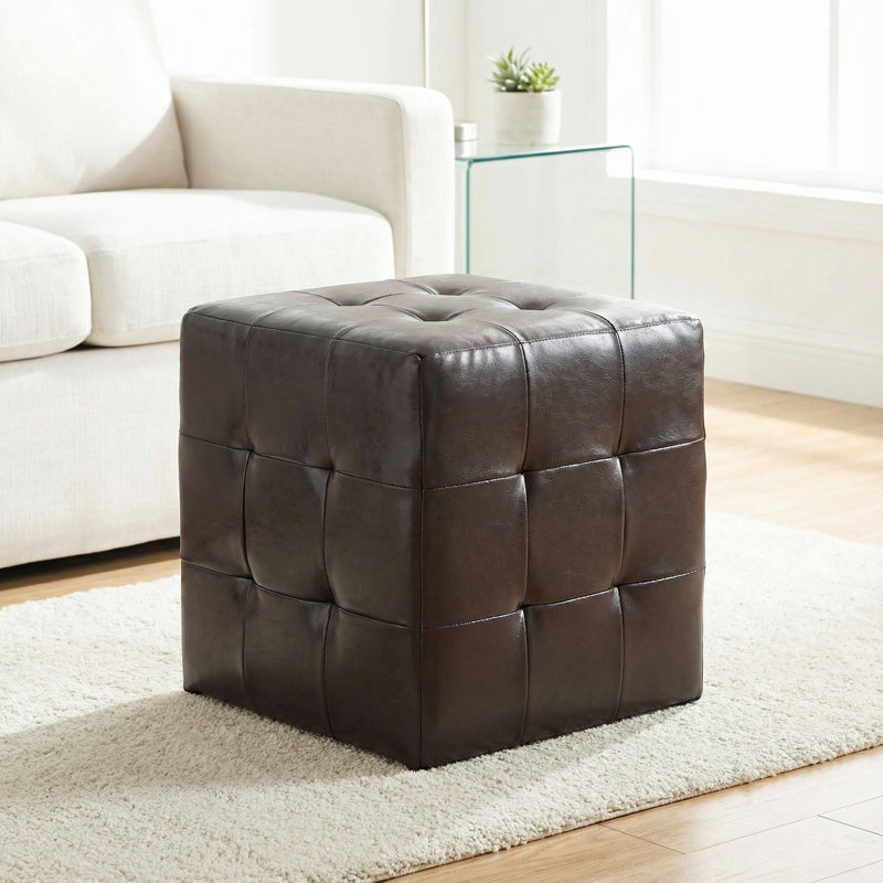 Delinda Faux Leather Ottoman, Espresso Faux Leather
