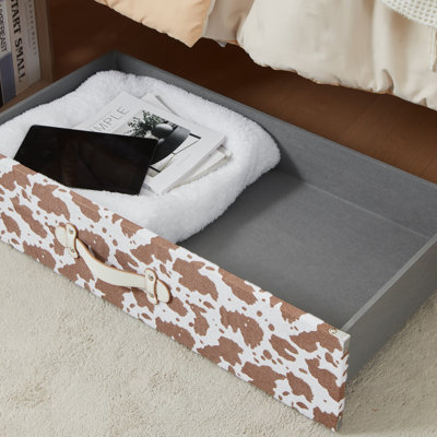 DormCo Texture Underbed Storage Bin with Wheels - Brown Moo Cow Pattern