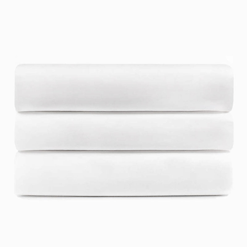Lightweight Cotton Blend Hotel Quality Fitted Bed Sheet Set, Bright White, Queen Fitted Sheet