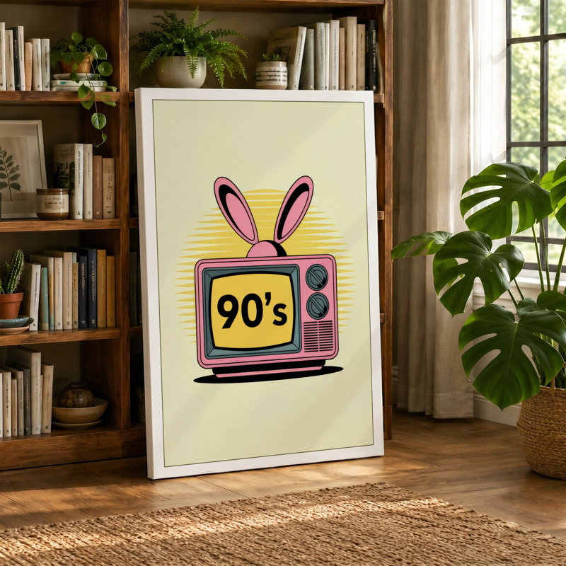 Television Set Retro - Wrapped Canvas, 36x24 - 91.4 x 61.0 cm, Black Border