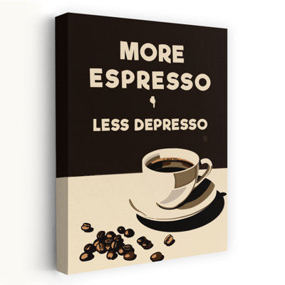 More Espresso Less Depresso Retro Vintage Wall Art
