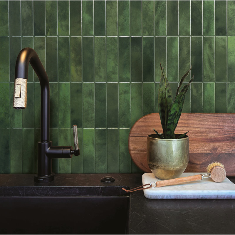 Carreau de dosseret en gel Peel and Stick 12 po x 9 po, Vert