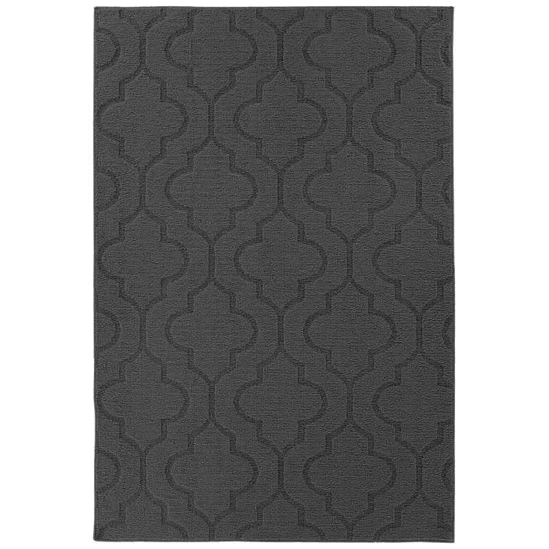Tapis intérieur / extérieur gris touffeté quatre x 4 po Selig, Rectangle 6 pi x 8 pi