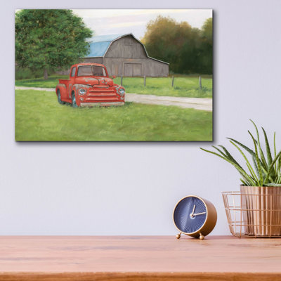 «Vintage Red Truck» par James Wiens, art mural en verre acrylique