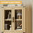 Wood Color 71 Inch Modern Arched Bookcase with 4 Glass Doors 5 Tier Freestanding Storage Display Shelves with Anti Tip for Entryway Living Room and Study