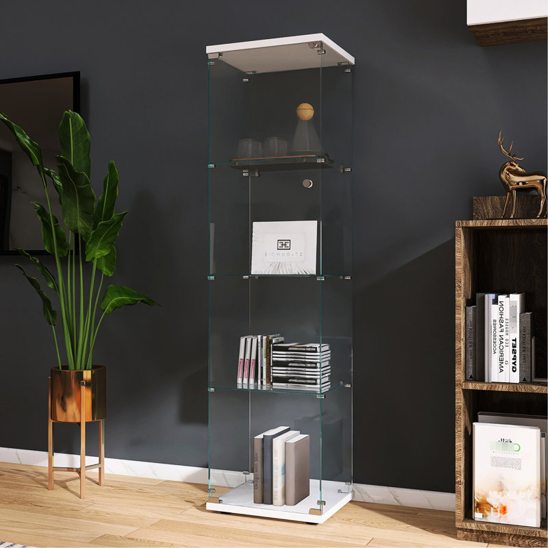 Vitrine en verre blanc avec 4 tablettes - pour une vitrine d'exposition