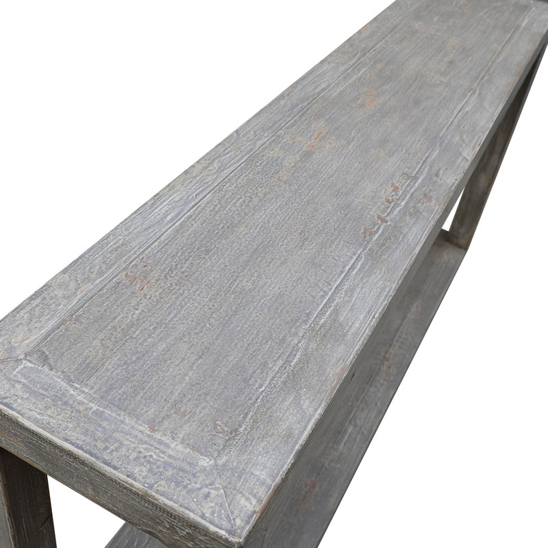 Lily's Living Versatile Large Peking Grand Framed Console Table, Weathered White Wash Finish, 67 Inch Long, Gray Wash