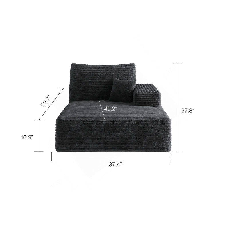 Y119-SOFA-LEFT-SLEEPER-BLACK, Left Hand Facing