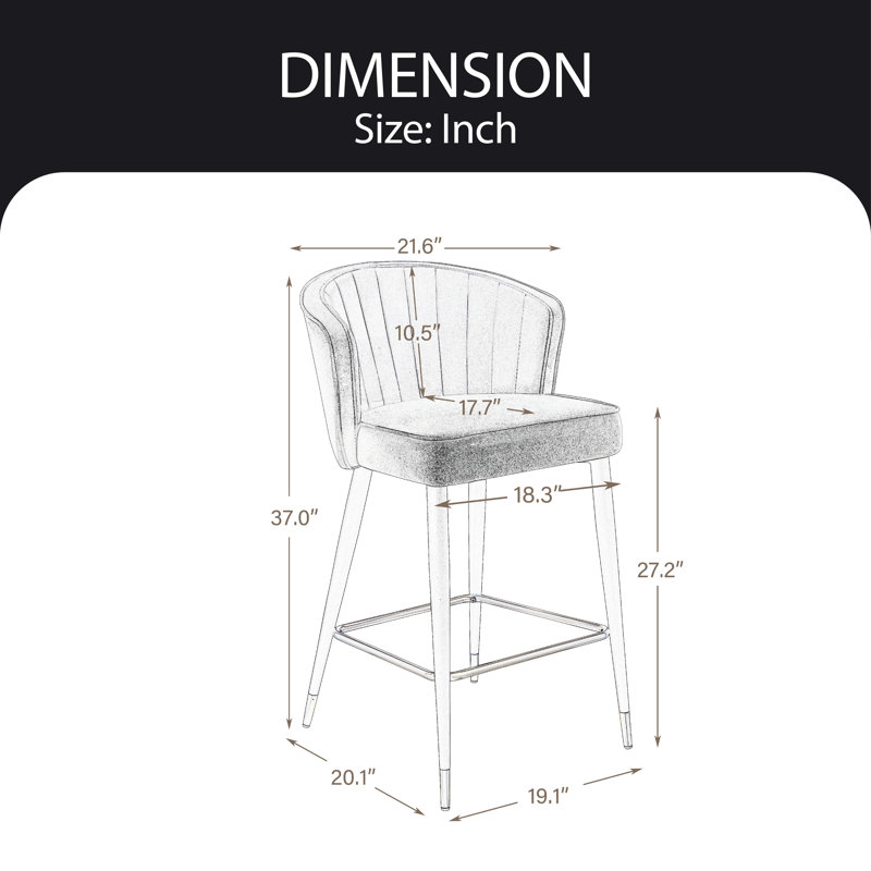 Sauter Upholstered Counter Stool with Metal Frame, Black