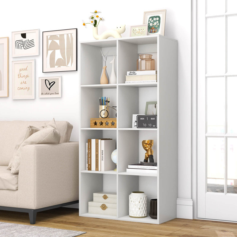Bibliothèque ouverte avec ensembles anti-basculement, (8 tablettes) H 54 po x l 27,5 po x P 13 po