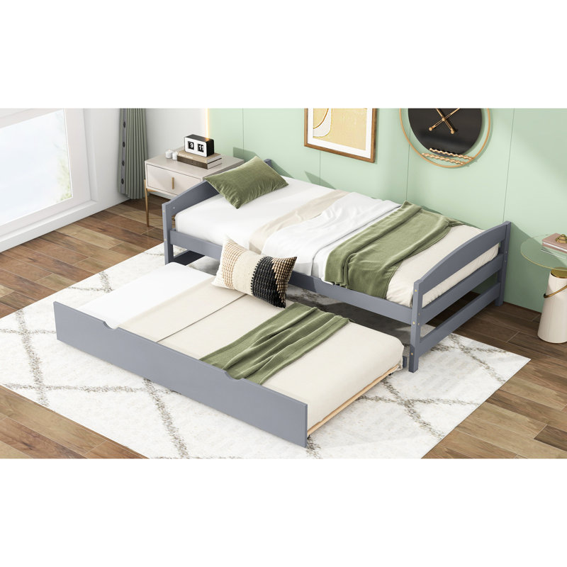 Lit plateforme simple avec gigogne en gris