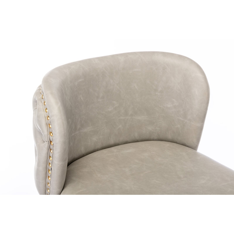 Tabouret de bar pivotant à hauteur réglable, Or, Beige