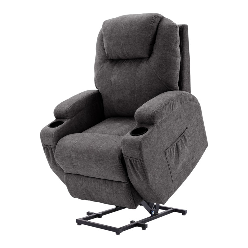 Fahimul Upholstered Heated Massage Chair, Grey, Polyester Blend