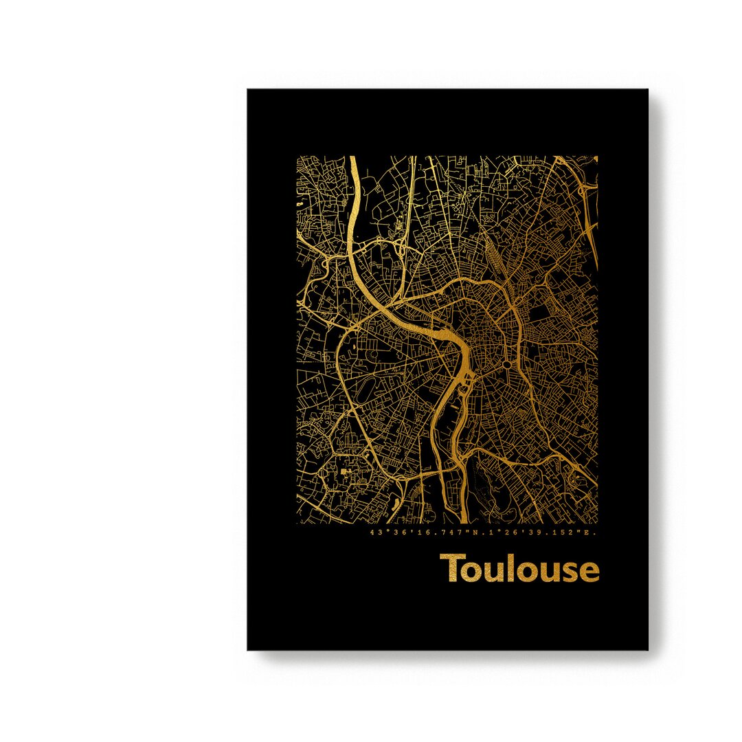 Gerahmtes Papierbild - Grafikdruck „Toulouse Map”