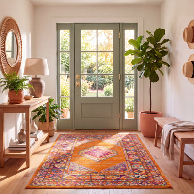 Tapis orange / fuchsia Christa Southwestern