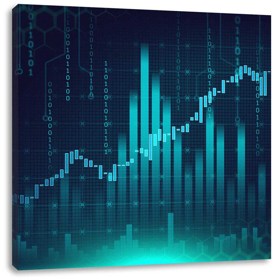 Leinwandbild Aktienmarkt in Türkis