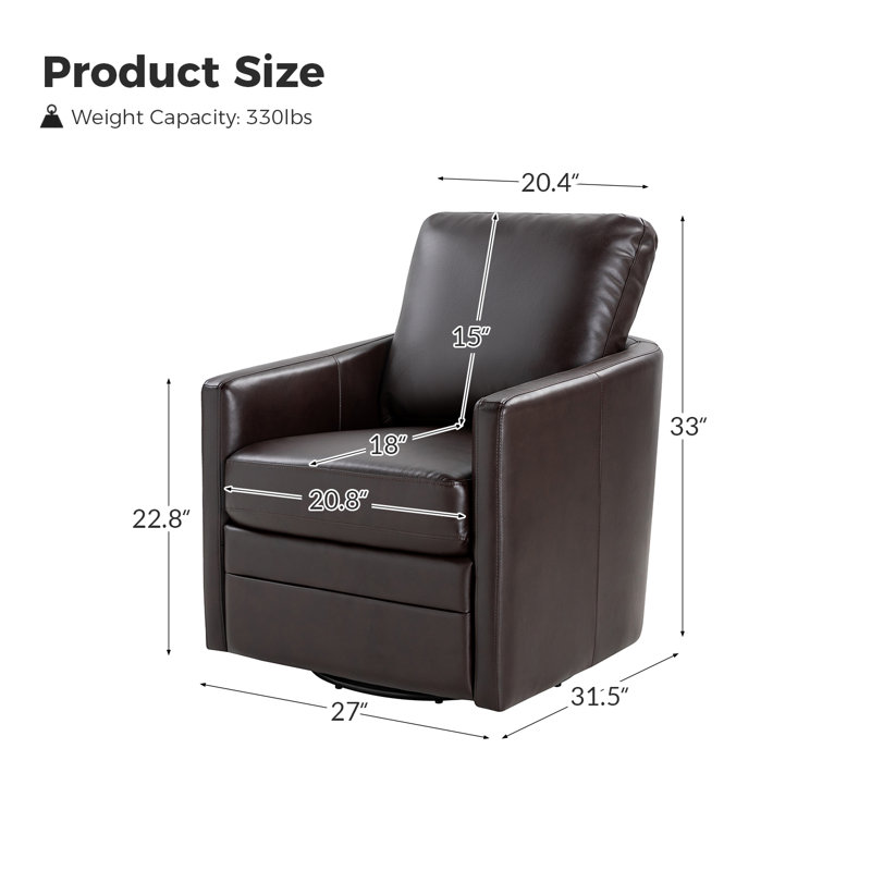Fauteuil pivotant Avalise, Similicuir brun