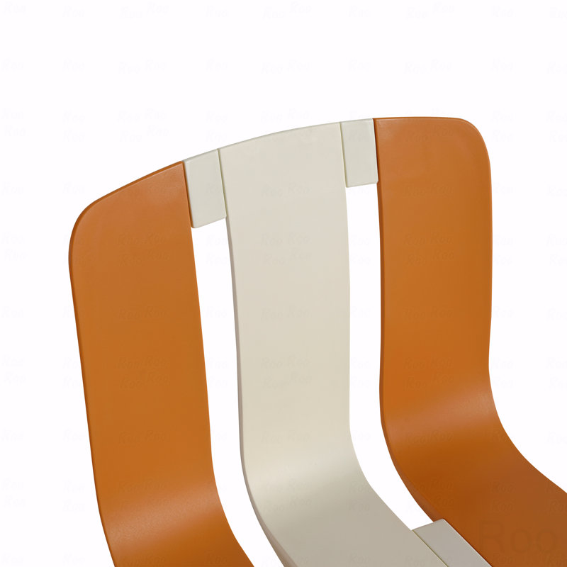 Chaise d'intérieur et d'extérieur, bloc de couleur rayé moderne avec siège en PP imperméable et pieds en métal robuste, blanc éclatant, orange
