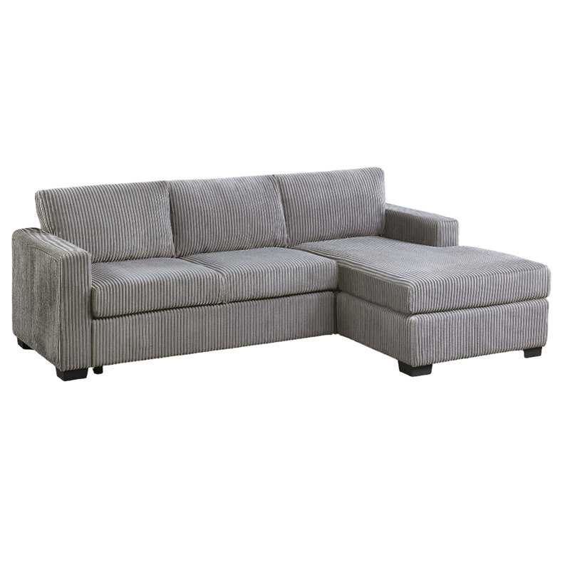 L-Shaped Sectional Sofa 2pc Square Arms Plastic Legs right Arm Chaise Left Arm Sofa, Light Gray