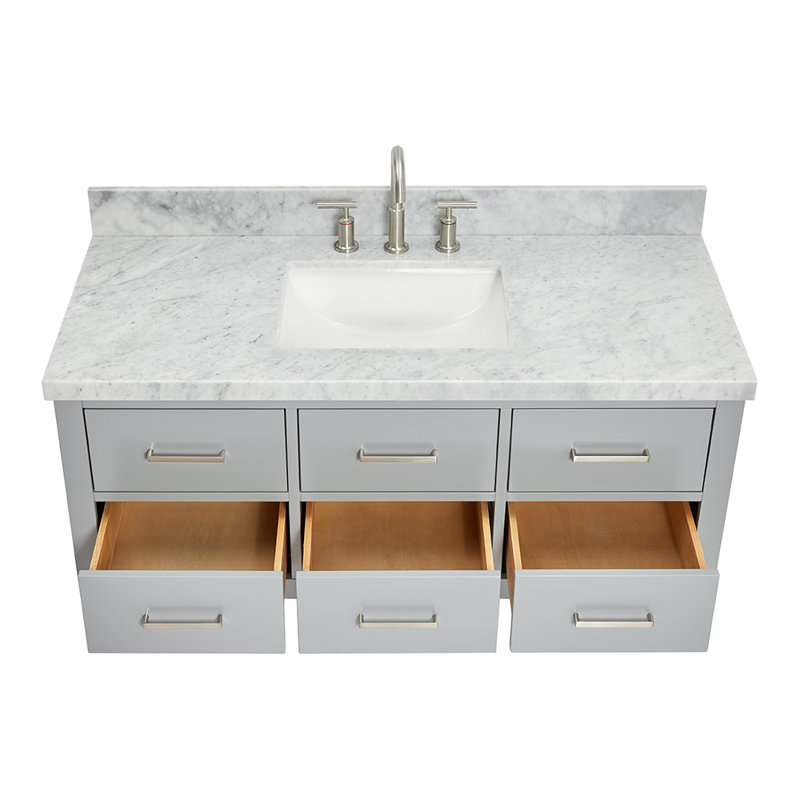 Ensemble de meuble-lavabo mural simple 49 po, Gris, Nickel brossé