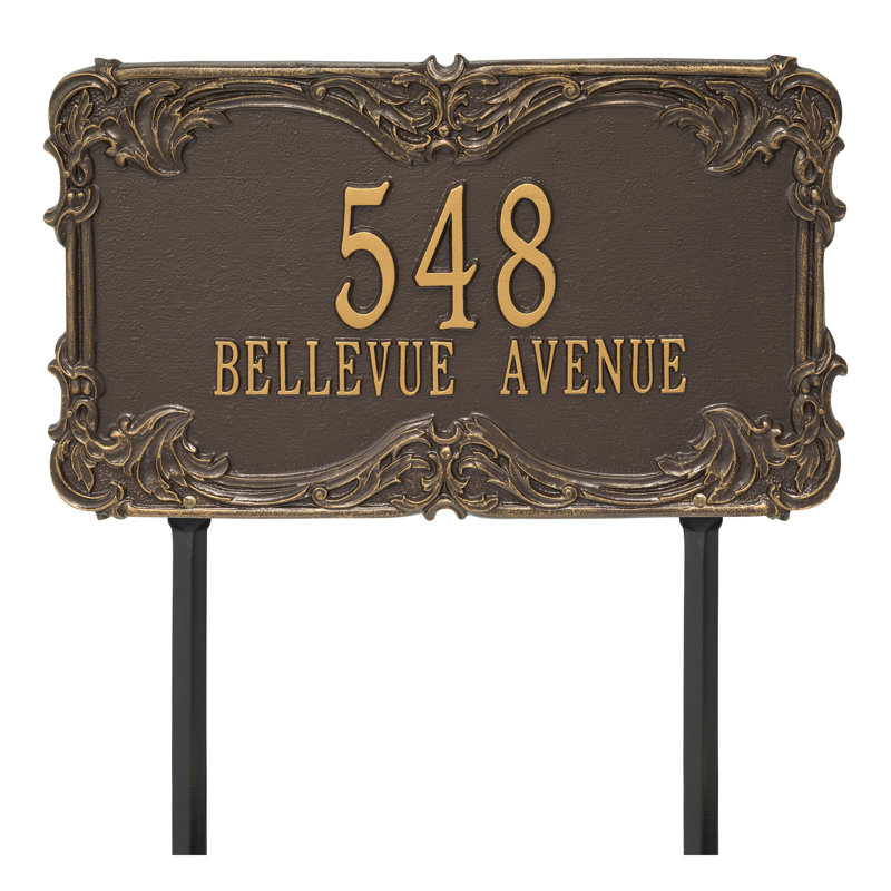 Signature Series 2-Line Lawn Address Sign, Yes, Gold, Bronze