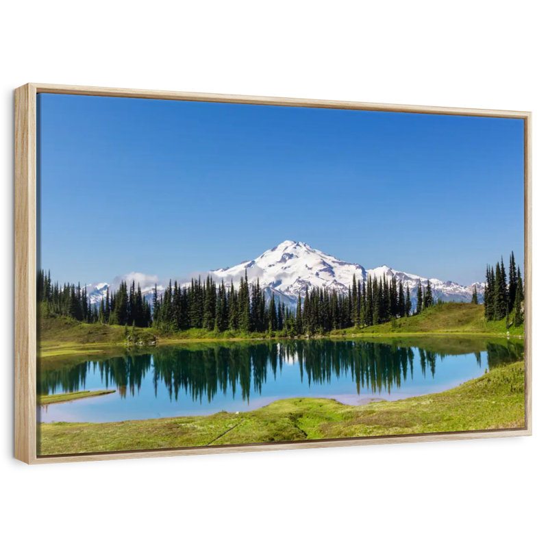 Mont Rainier, petite lagune, Cadre flottant en bois naturel, 40 po x 27 po