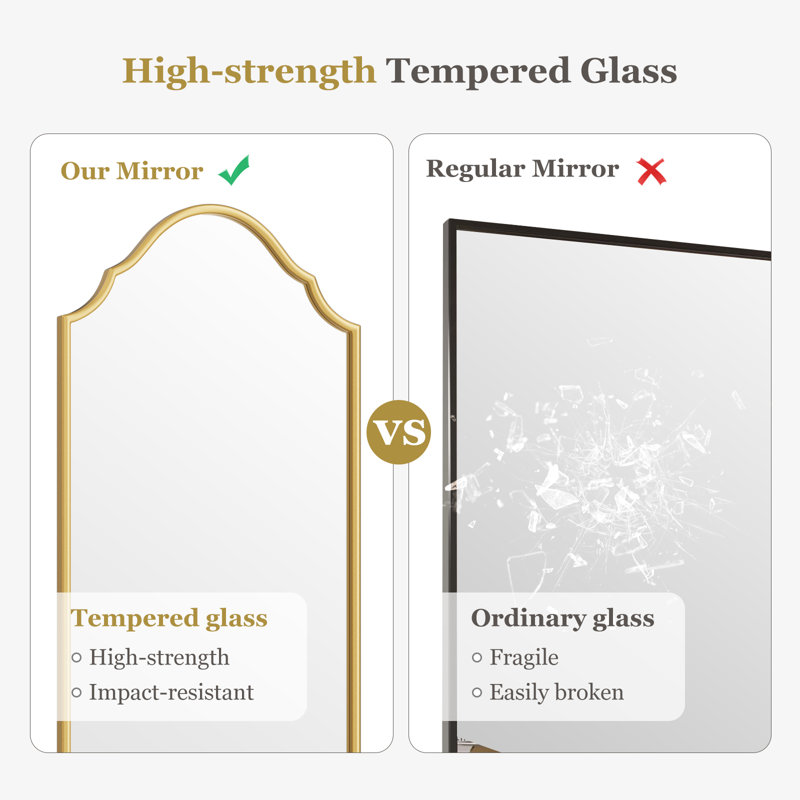 Lilith Metal Full Length Leaner Mirror, Gold, 65" x 22"