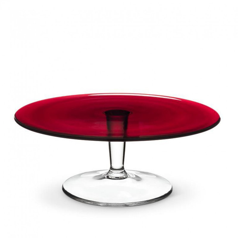Assiette à gâteau rouge avec piédestal transparent