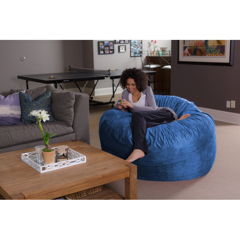 Bean Bag Chair - Shredded Foam Filled Round Pouf Chair - Plush, Ultra Soft Memory Foam Filled Bean Bag Chair with Microsuede Cover - Stuffed Foam Filled Furniture and Accessories for Dorm Room - Multiple sizes 5 Ft or 6 Ft