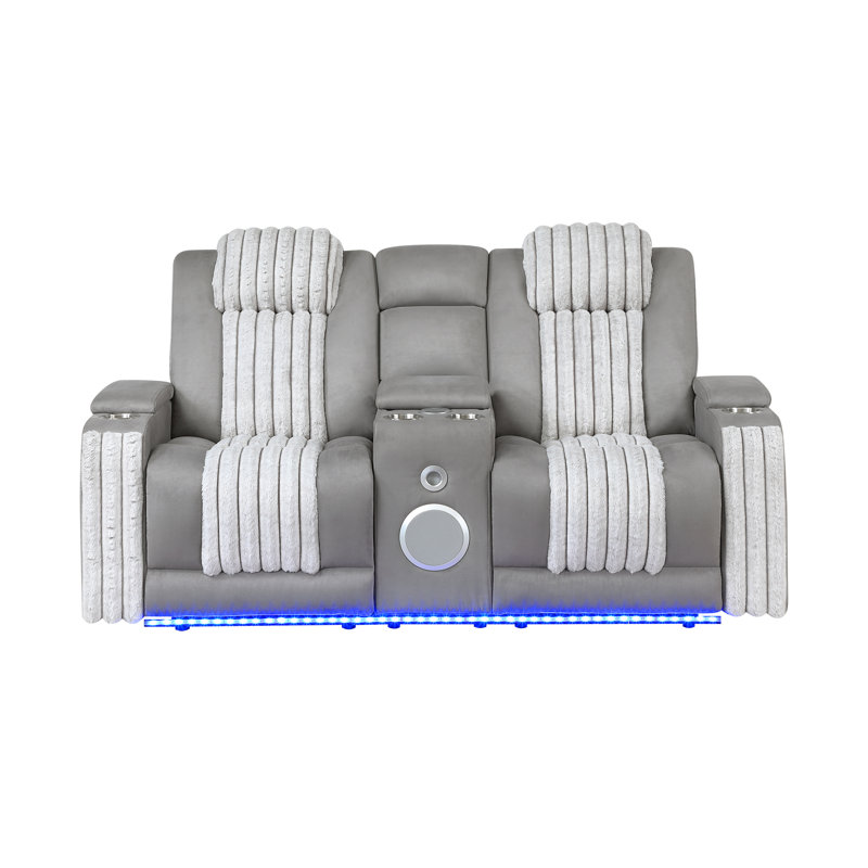 Canapé-causeuse inclinable 3 pièces gris avec repose-tête électrique, DEL et plus, Ensemble d'inclinaison électrique 3 pièces