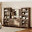Entertainment Center With Bookshelves, Farmhouse TV Stand For 75 Inch TV, Wood Media Console With Glass Doors And 6 Storage Drawers For Living Room, Bedroom, Brown-105987897