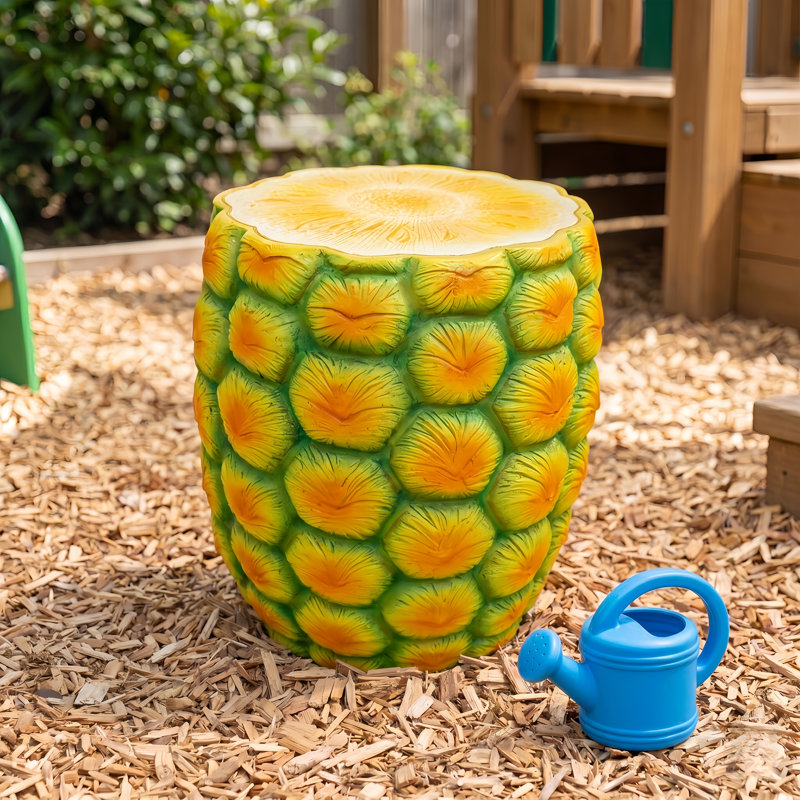 Tabouret de jardin 14 po en résine d'ananas, table d'appoint et support pour plantes - Décoration tropicale surdimensionnée pour patio, balcon et maison