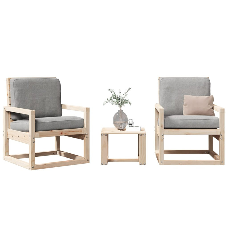 Alpen Home 3 Piece Garden Lounge Set Impregnated Wood Pine, Natural