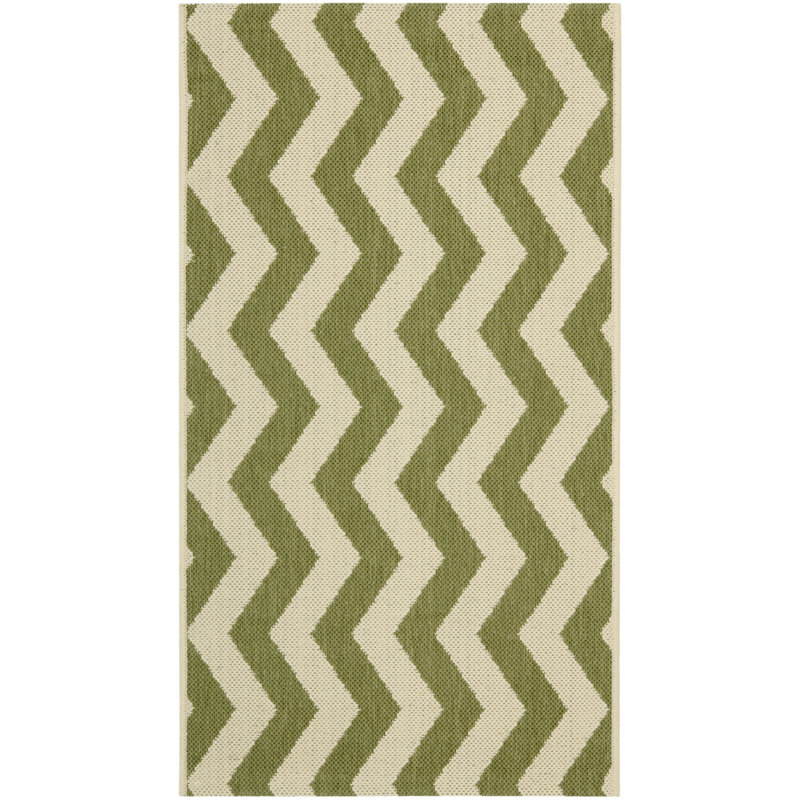 Arneshia Chevron Indoor / Outdoor Area Rug in Green/Beige, Rectangle 2'7" x 5'