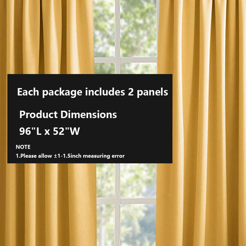 Room Darkening Curtains，2 Panels Set, 52" W x 96" L