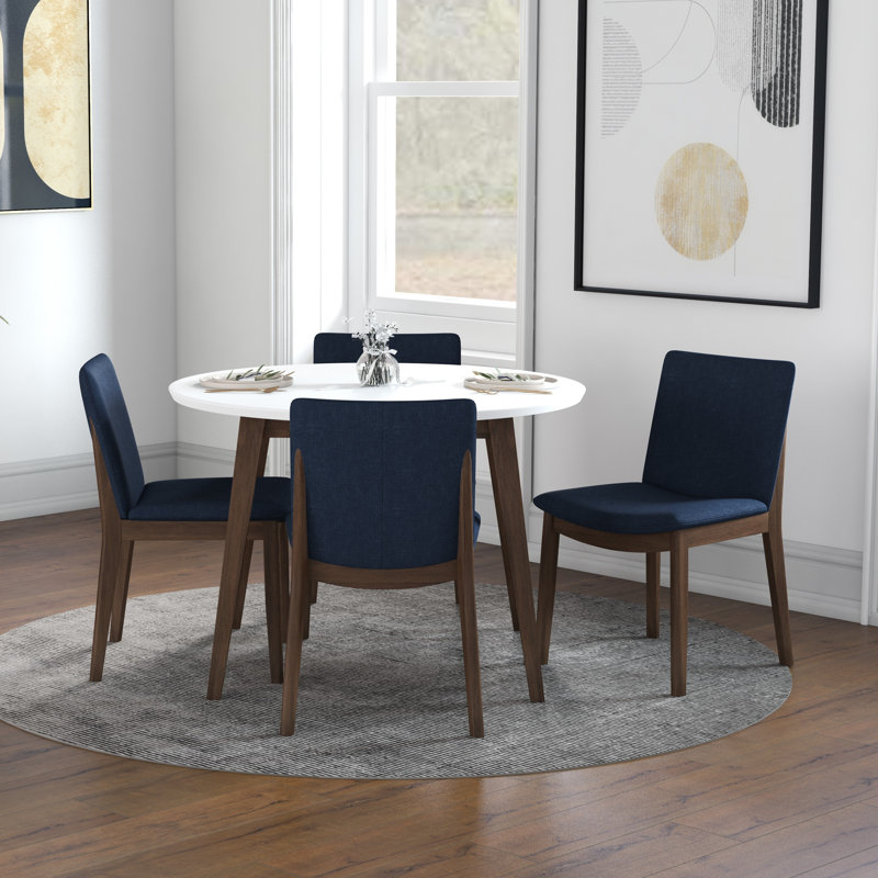 Dehate 4 - Person Solid Wood Top Four Leg Dining Set, Blue