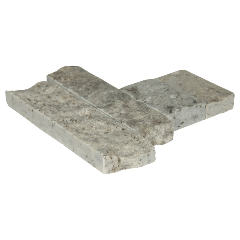 Stonecrest 4.5 in. x 9 in. Split Face Natural Stone Ledger Corner Wall Tile, Argento Way