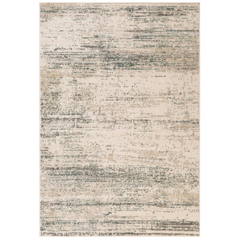 5' X 7' Ivory Striped Power Loom Area Rug, Rectangle 5'3" x 7'6"