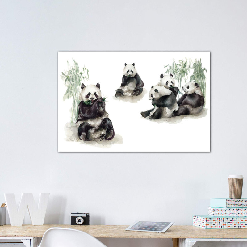 Pandas, Toile tendue, H 18 po x l 26 po x P 1,5 po