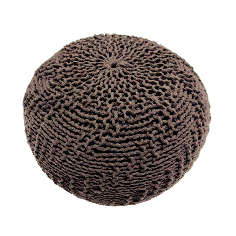 Pouf, Knit Weave, Brown, 20X20x14 Inches, Modern Design For Indoor Outdoor 20 Wide Deep 14 High Home Decorative Trait