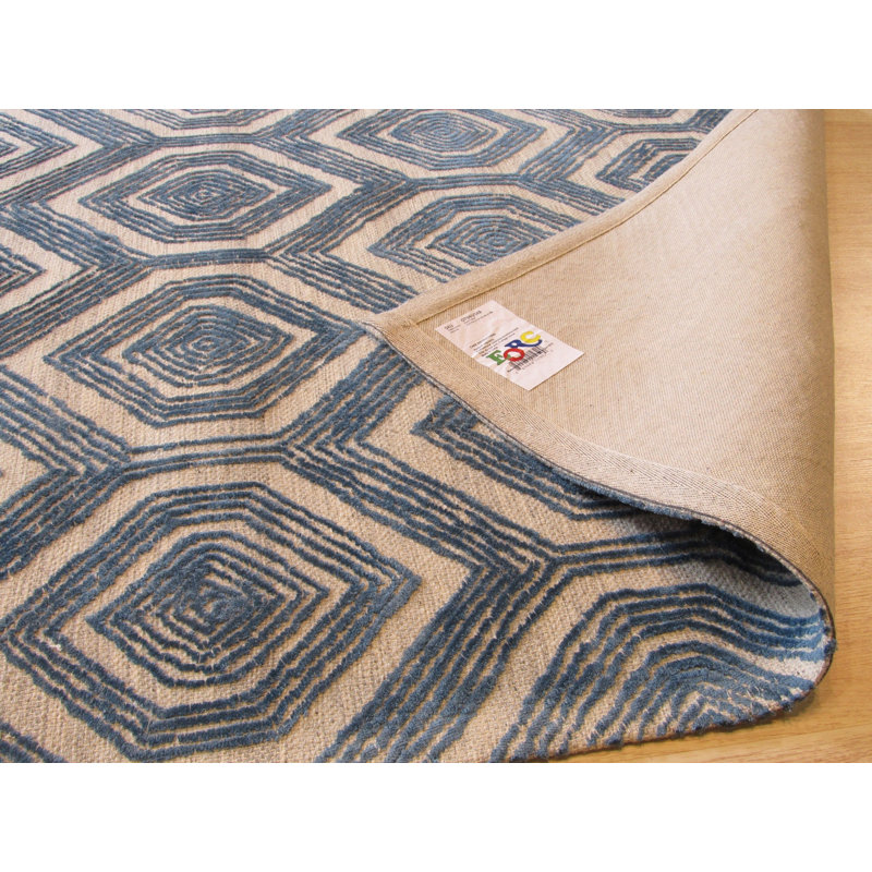 Hand Tufted Wool Geometric Area Rug, 5' x 8'