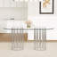 Table de salle à manger 71 "ovale en verre trempé - Base double colonne argentée, luxe clair, sièges 6-8-893959054