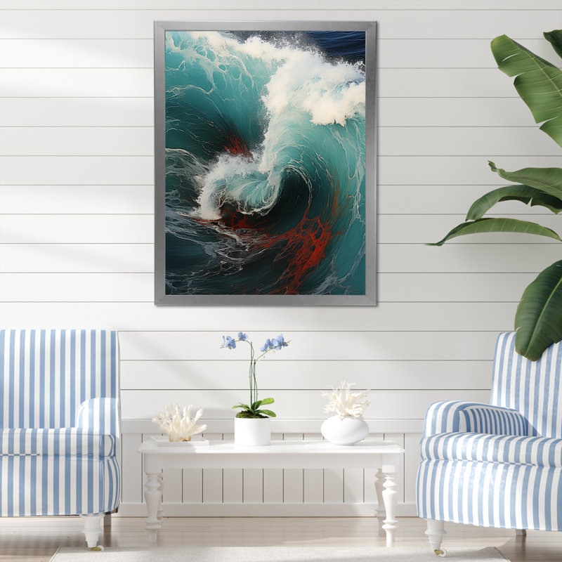 «Red Green Wave», impression sur toile, H 40 po x l 30 po x P 1,5 po, Cadre photo argenté