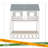 Twin Size House Bunk Bed With Trundle,Roof And Windows,White+Grey