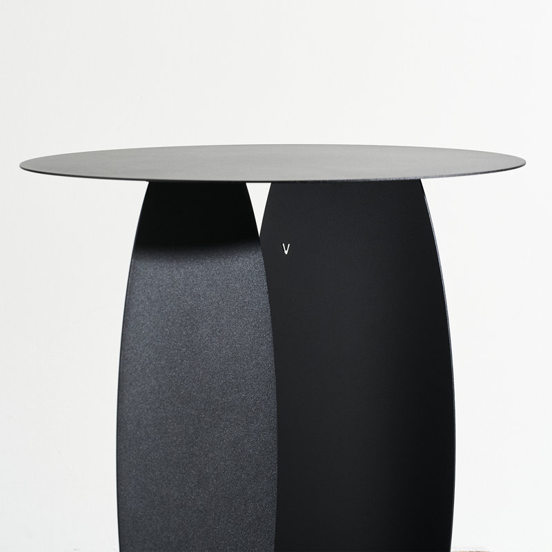 Modern Geometric Round Metal Accent Table, Black