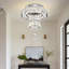 Lustre moderne en cristal argenté D15'', plafonnier encastré, petit lustre pour chambre, salon, salle à manger ou couloir
