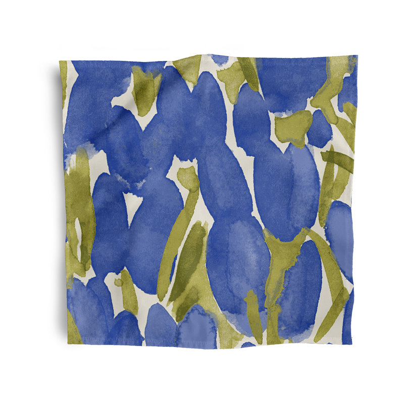 Lonston Polyester Floral Square Napkin, Blue
