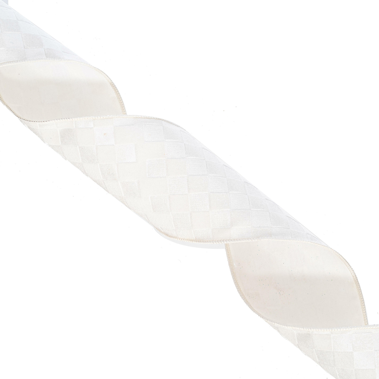Vickerman 10yd Velvet Checkered Satin Back Ribbon., 0.2" H x 360" W x 4" D, White